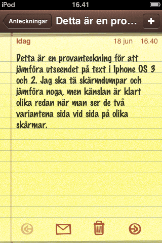 A note in Iphone OS 2.