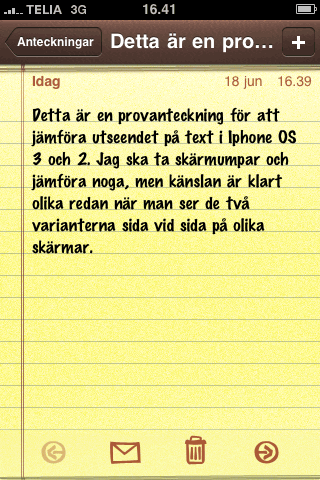 A note in Iphone OS 3.