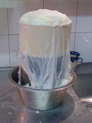 Cheese in the, traditional, making.