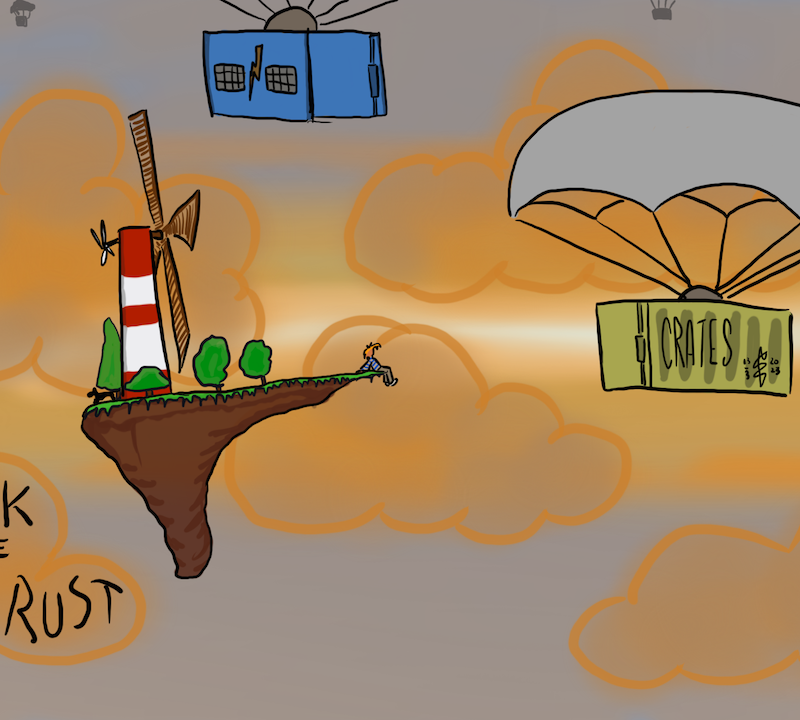 Flying windmill island