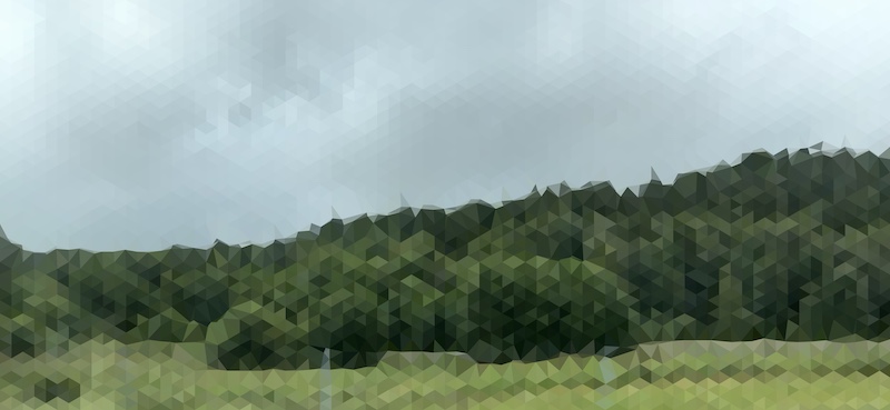 Shot of forest through car window, processed by Centroid pixel